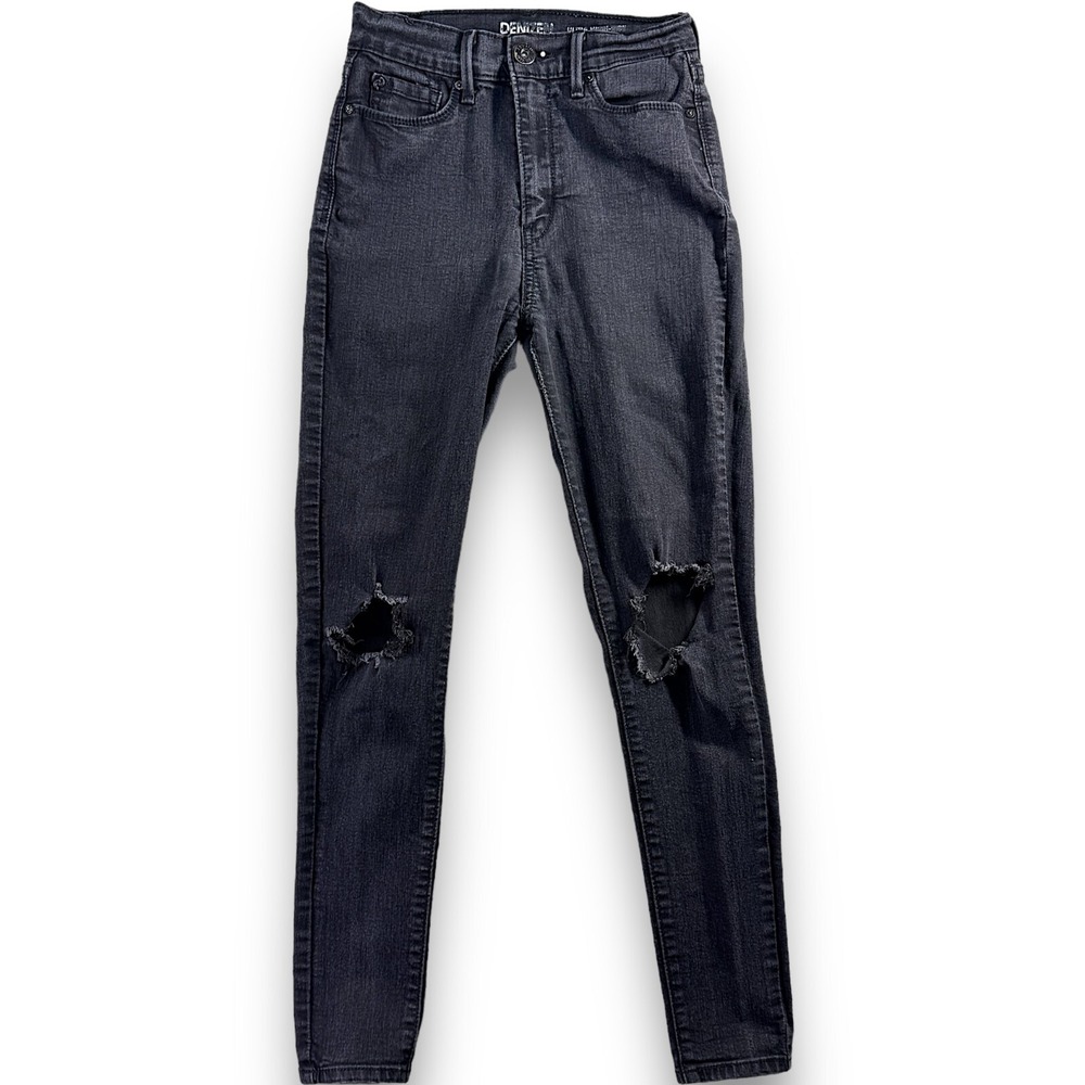 Denizen Levi's Ultra High Rise Ankle Jegging Jeans Distressed Black Sz 3 W26